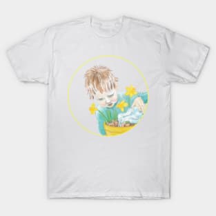 Boy With Daffodils T-Shirt